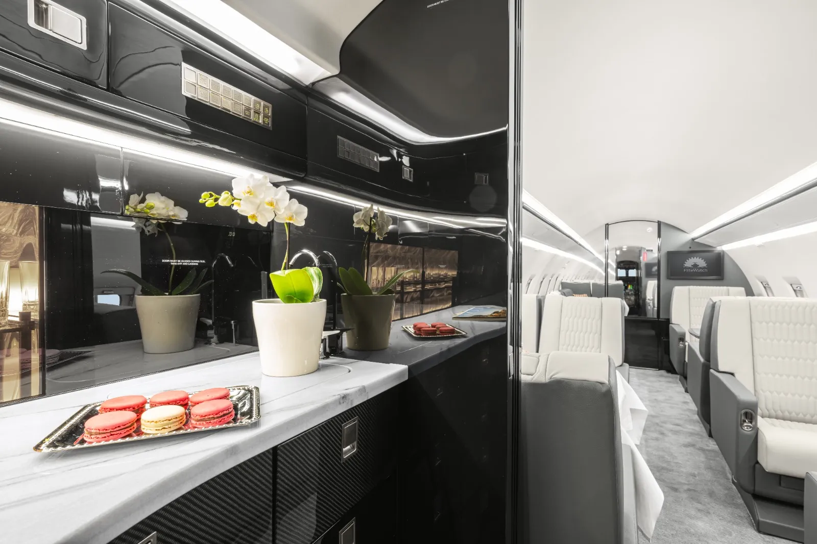 Midsize private jet interior view of 9H-MBS-1