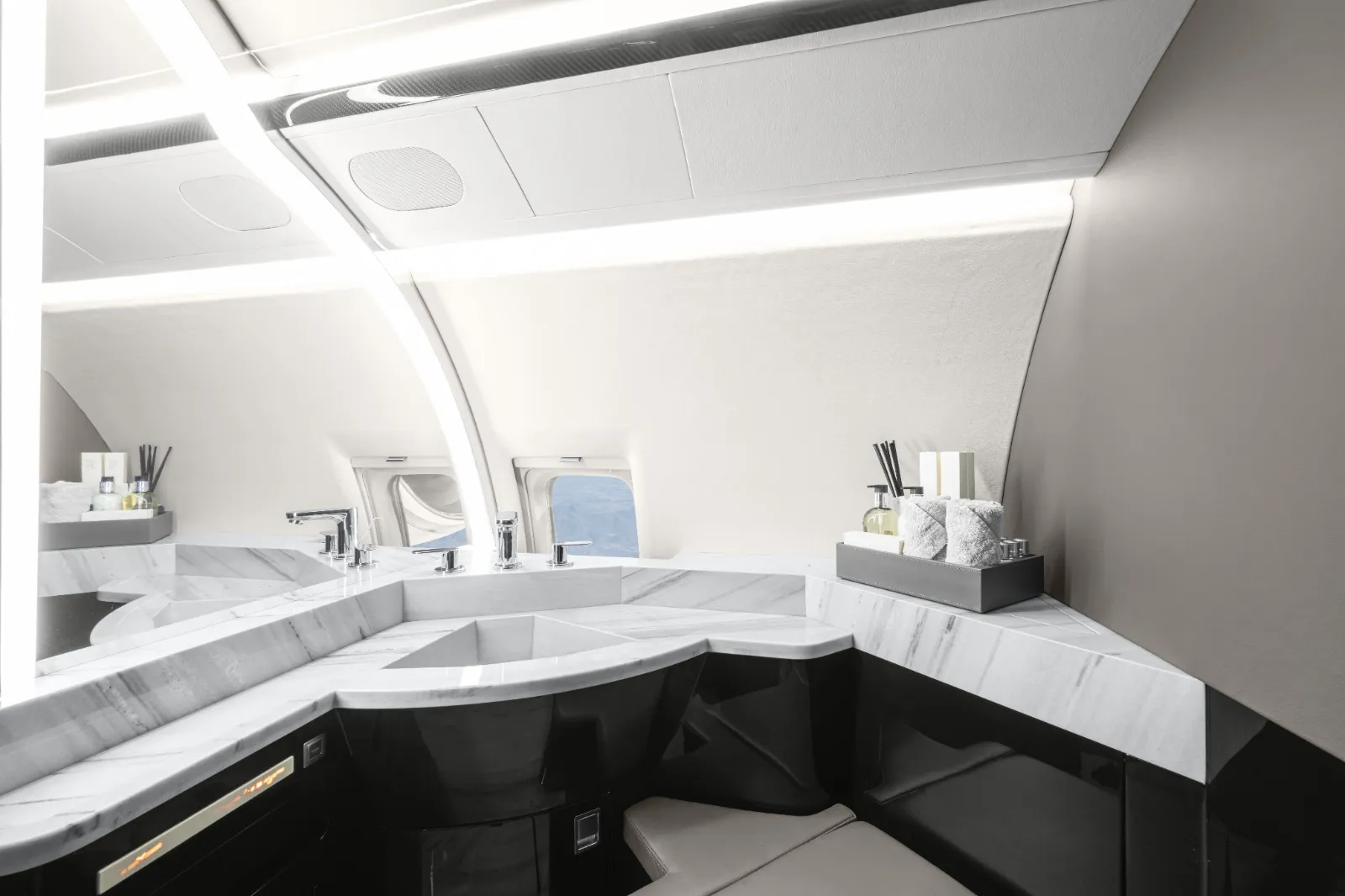 Midsize private jet interior view of 9H-MBS-5