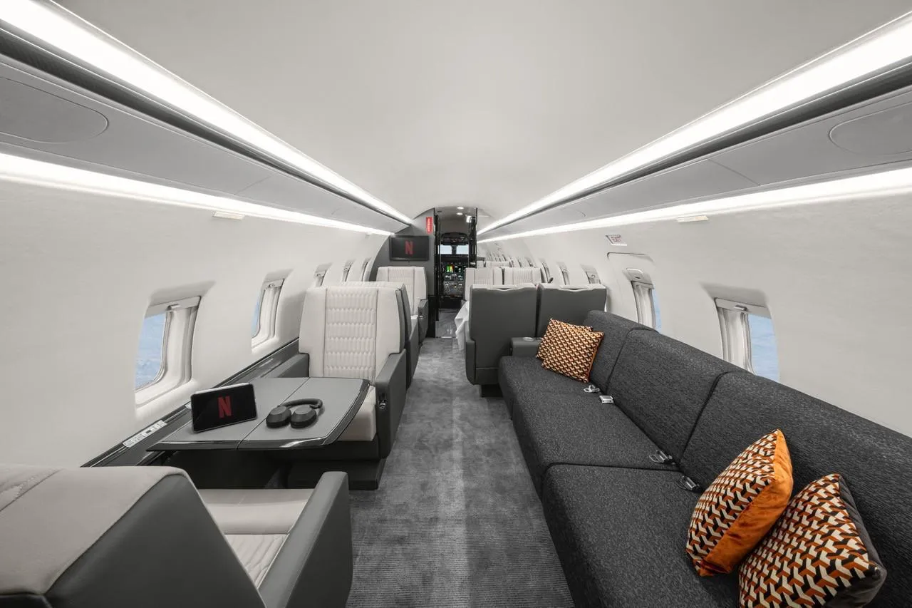 Heavy private jet interior view