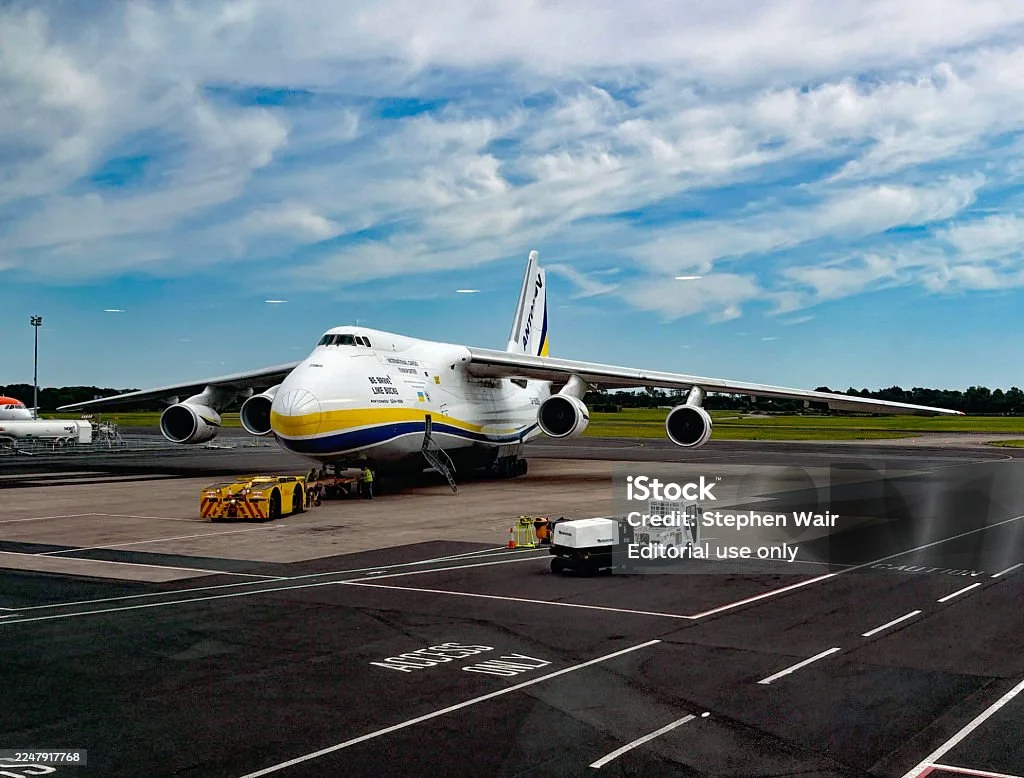 Air cargo jet parked on runway